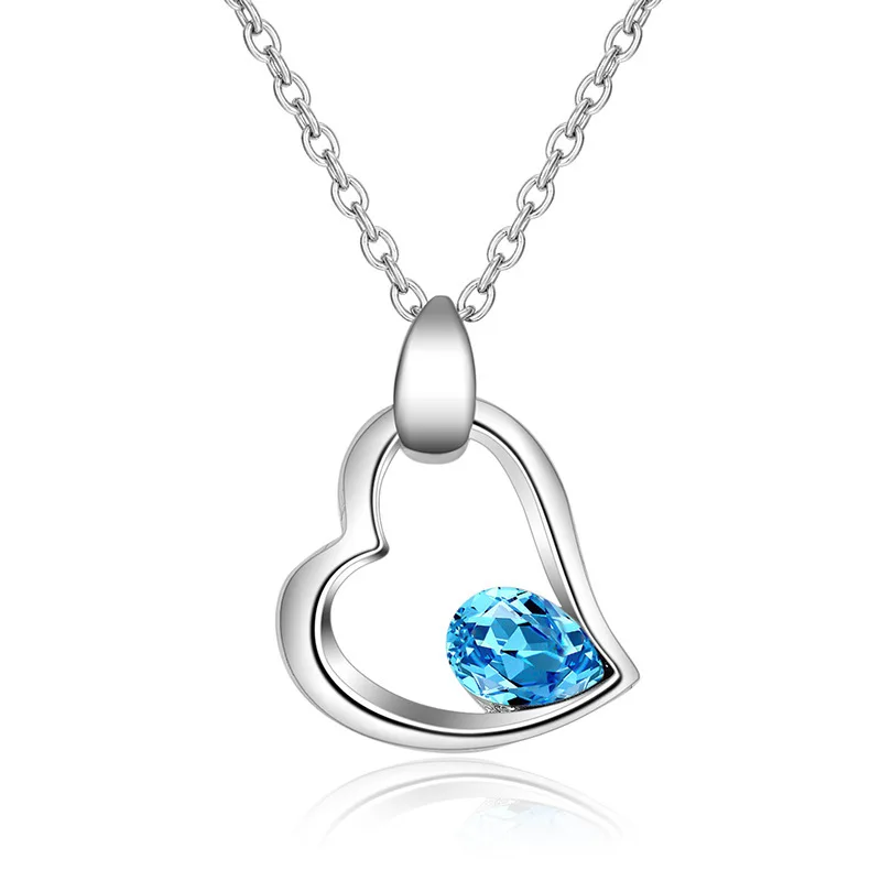 Великолепное модное популярное серебряное ожерелье с кулоном в виде сердца