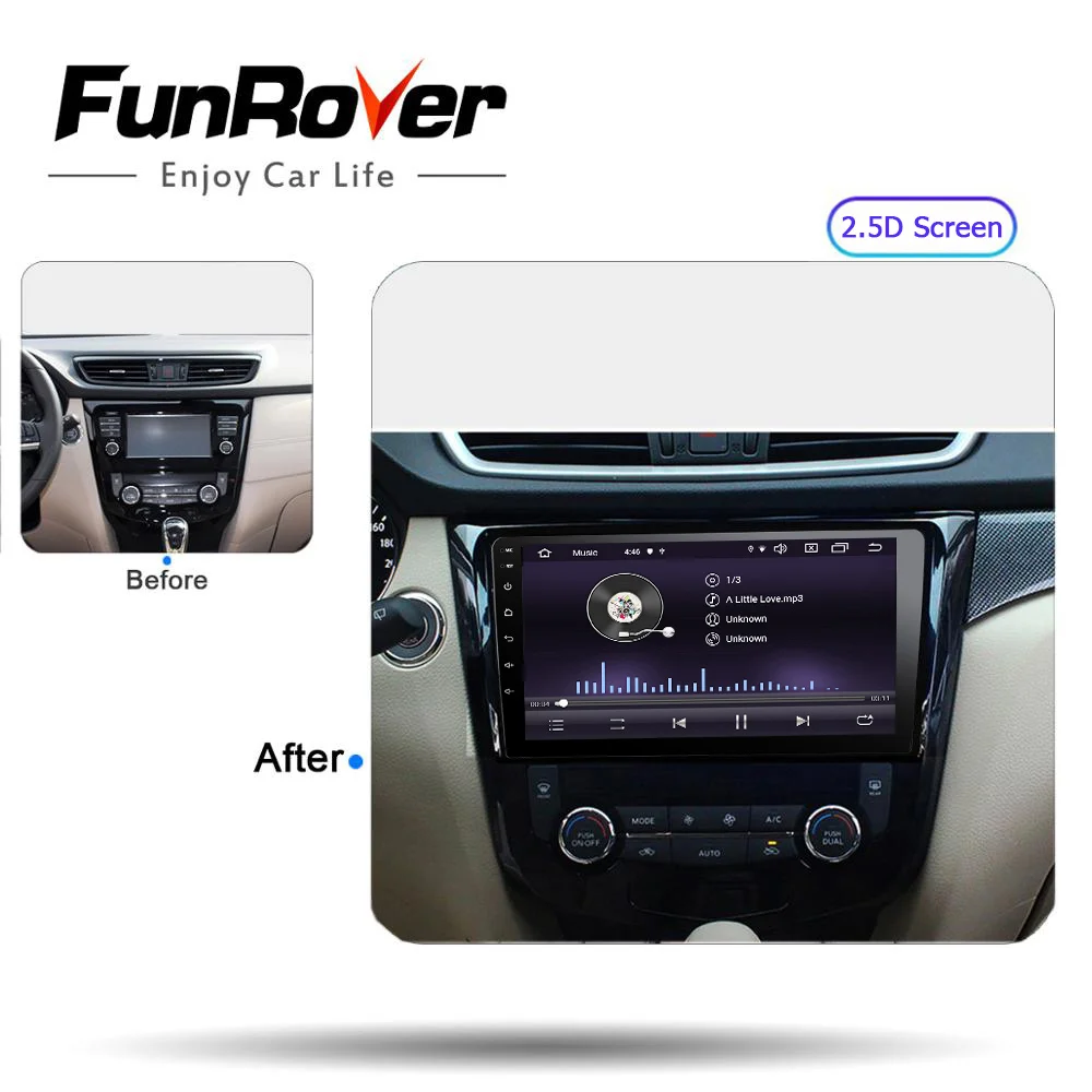 Funrover 2G+ 3 2G Android 9,0 для Nissan X-trail Qashqai- автомобильный Радио Мультиме диа Видео плеер навигация gps 2 din dvd