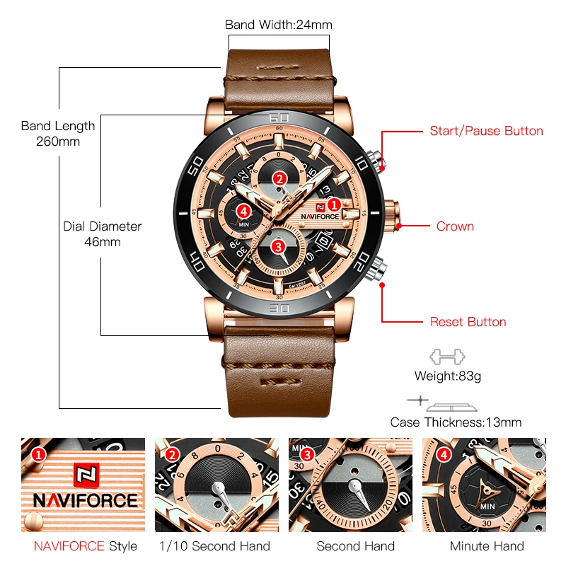 Оригинальный NAVIFORCE для мужчин's спортивные часы водостойкий Аналоговый