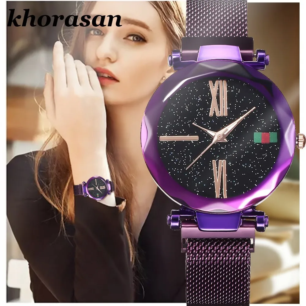 

Hot Luxury Women Watches Minimalism Starry Sky Magnet Buckle Fashion Casual Rose Gold Female Wristwatch Waterproof Roman Numeral
