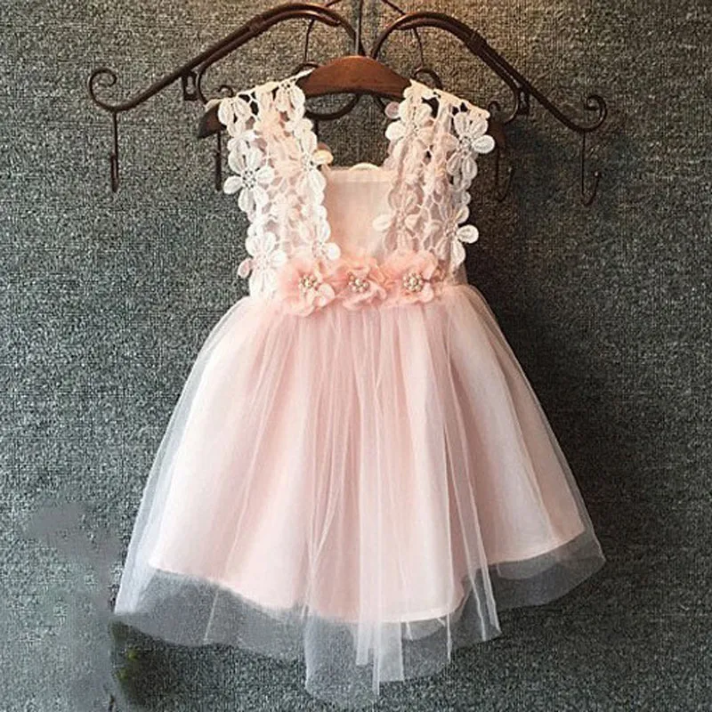 2019 Summer Sleeveless Wedding Girl Flower Dress 2 To 6 Years Old Voile Tutu Floral Strap Dresses Solid Cloth | Детская одежда и