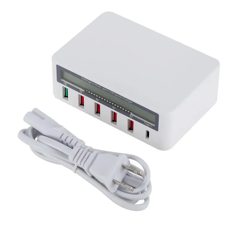 DSstyles 5 портов USB QC 3 0 быстрое зарядное устройство ЖК дисплей напряжения тока для