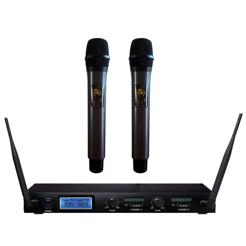 

Professional Multi-functional 2 Channel двойной микрофон беспроводной с ЖК-дисплеем Студийный микрофон беспроводной микрофон