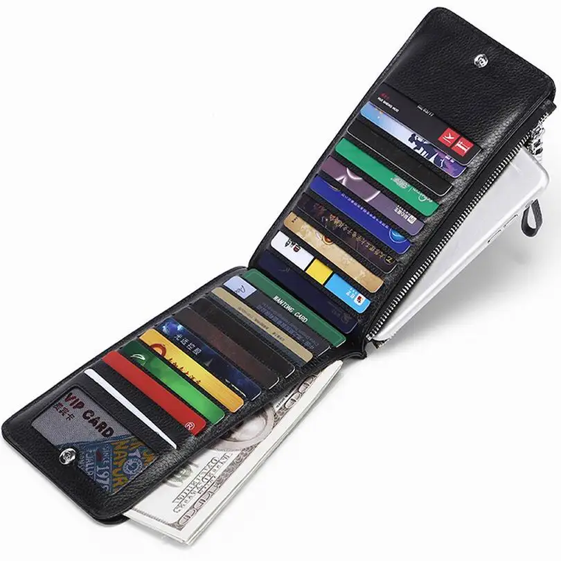 Оптовая продажа 15 шт кожаный RFID блокирующий держатель для кредитных карт мужской