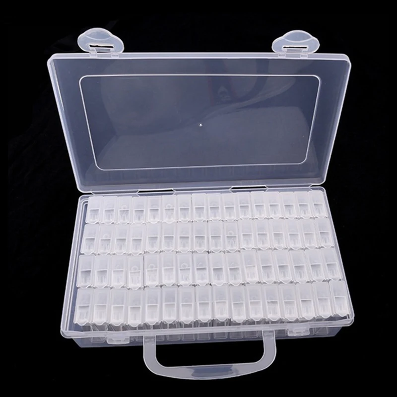 Пластиковые 64 слота Регулируемый дизайн ногтей бусины коробка для хранения Дело