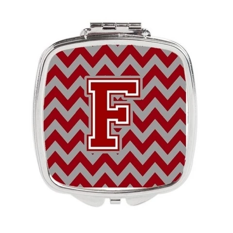 Carolines Treasures CJ1049-FSCM Letter F Chevron Maroon & White Compact Mirror 3 x 0.3 2.75 in. | Красота и здоровье