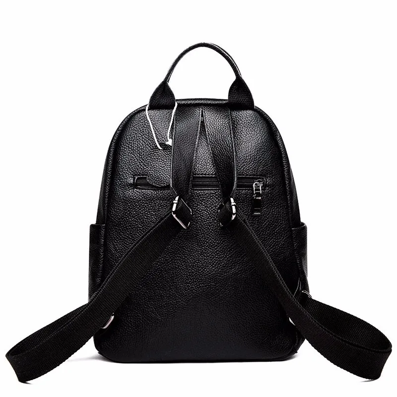 Женский кожаный рюкзак Sac A Dos Черный винтажный дорожный повседневный однотонный