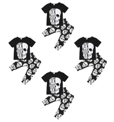 2019 Brand 2pcs Kids Baby Boys Skull Clothes T-shirt Tops Long Pants Trousers Outfits Set Summer Cool Cotton Clothing |