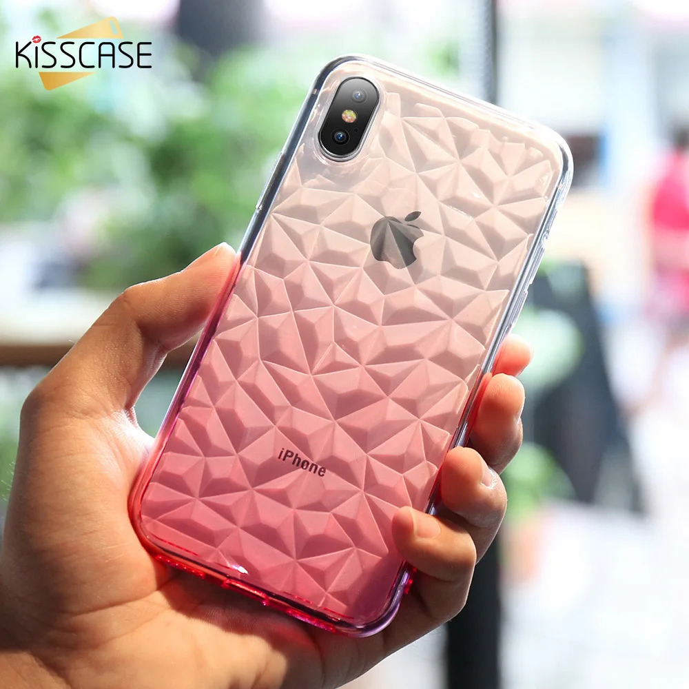 KISSCASE градиентный прозрачный чехол из ТПУ для iPhone 5S 5 SE 6 X с алмазным узором