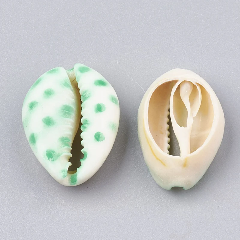 10 шт. бусины из ракушек Cowrie с принтом незасверленные для изготовления ювелирных