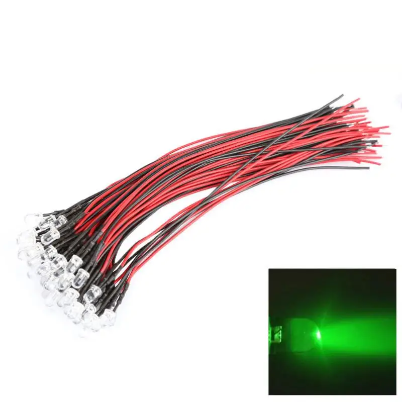50pcs/set DC 12V 5mm Vehicle Car LED Long Bright Lamp Bulbs with Wire Automobiles Decorative Light Signal Strip Lights | Автомобили и