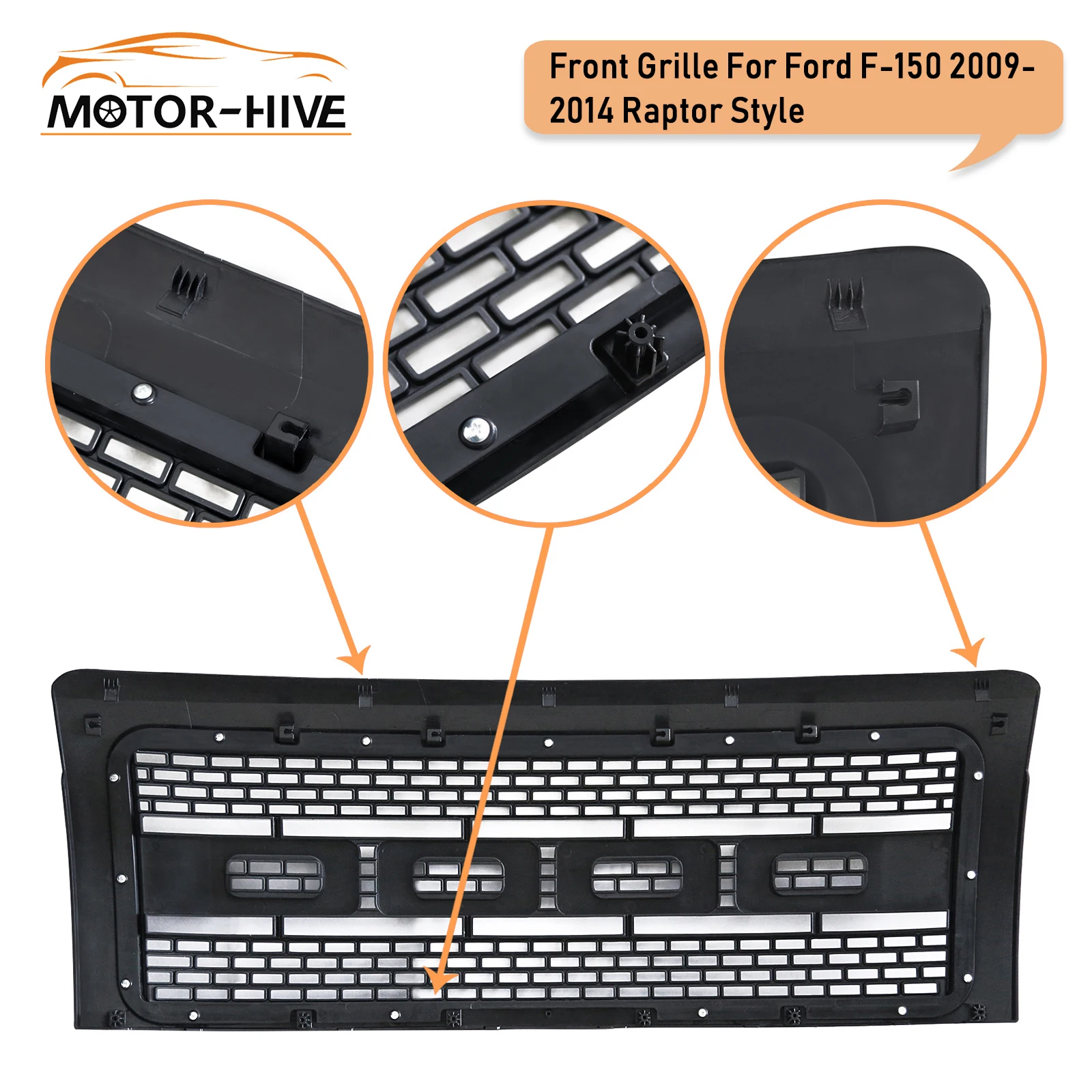 Для 2009 2014 Ford F150 решетка черный глянец Raptor сетки спереди капот бампера гриль США