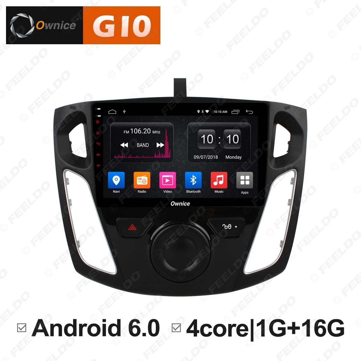 FEELDO 9 &quotAndroid 6 0 4 ядерный/DDR3 1G/16G/поддержка 4G ключ автомобильный медиаплеер с GPS/FM/AM
