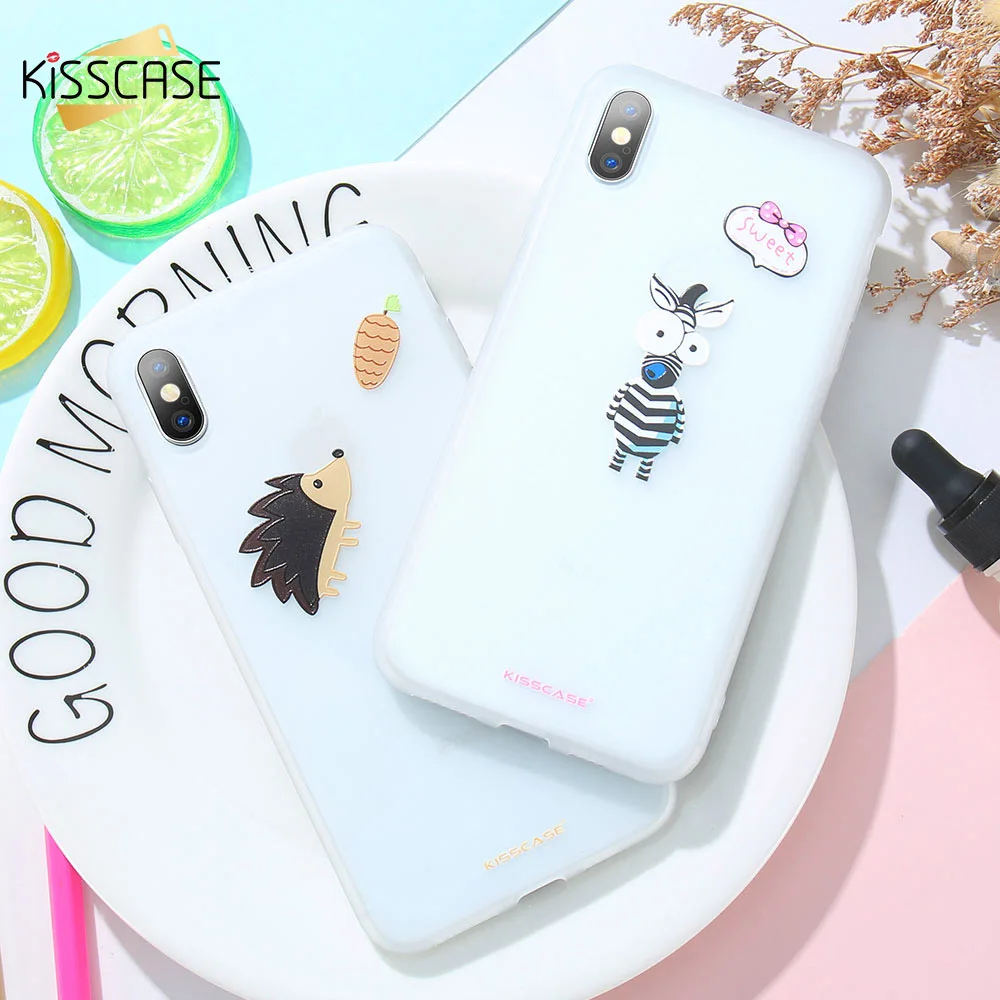 KISSCASE Cute Cartoon Phone Case For iPhone 7 8 Plus XS MAX XR Cat Pattern Soft Silicone Cover X 6 6S 5 SE |
