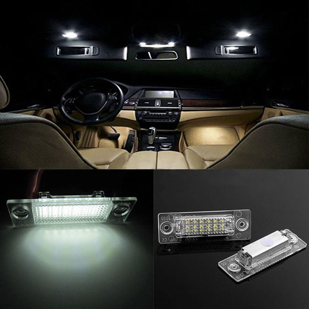2x18 светодиодные лампы для номерного знака Автомобильная Лампа VW Golf Jetta Caddy Touran