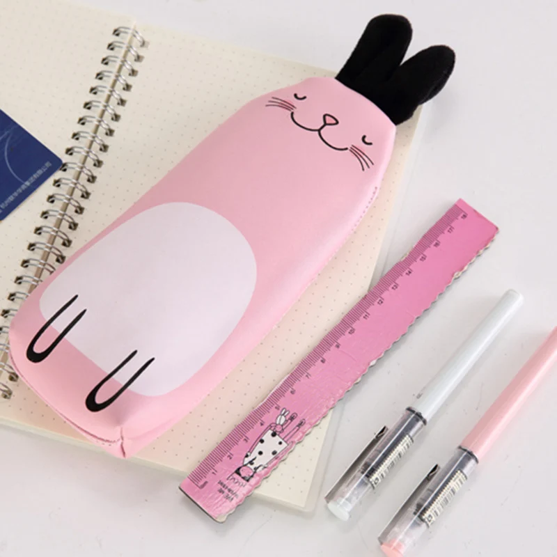 1 шт. Kawaii PU Симпатичный пенал кролик большой ёмкость Pencilcase для обувь девочек