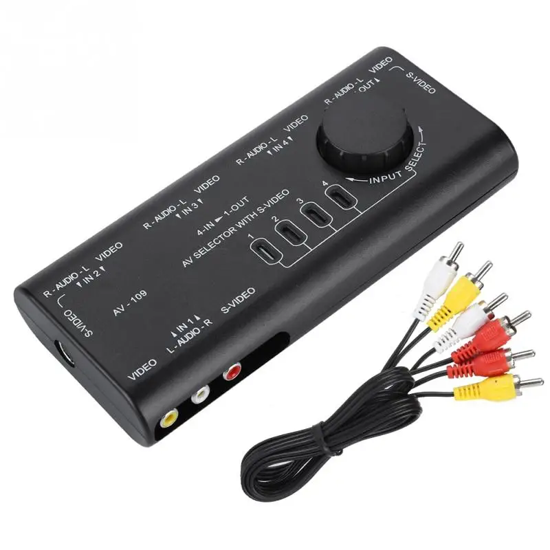 AV 109 4 в 1 выход RCA Переключатель Аудио Видео переключатель полосный сплиттер для