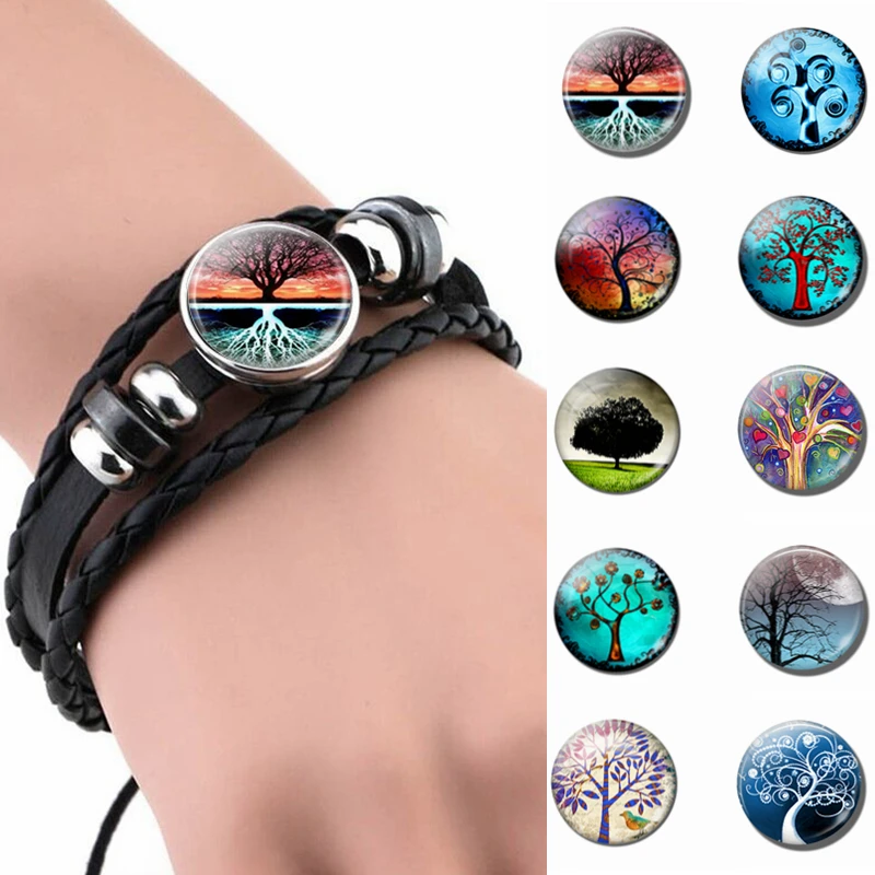 Браслет Дерево жизни в простом стиле черный стеклянный купольный браслет сделай