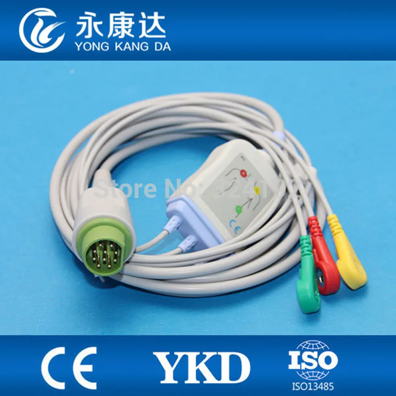 Drager один кусок три свинца ecg кабель Круглый 10 контактный разъем Кнопка IEC|cable ecg|cable