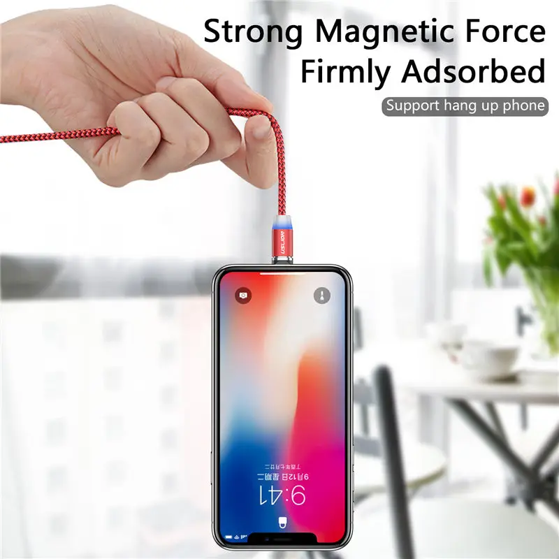 USLION Быстрая зарядка Магнитный кабель 2 м Micro usb type C зарядное устройство для iPhone XS X