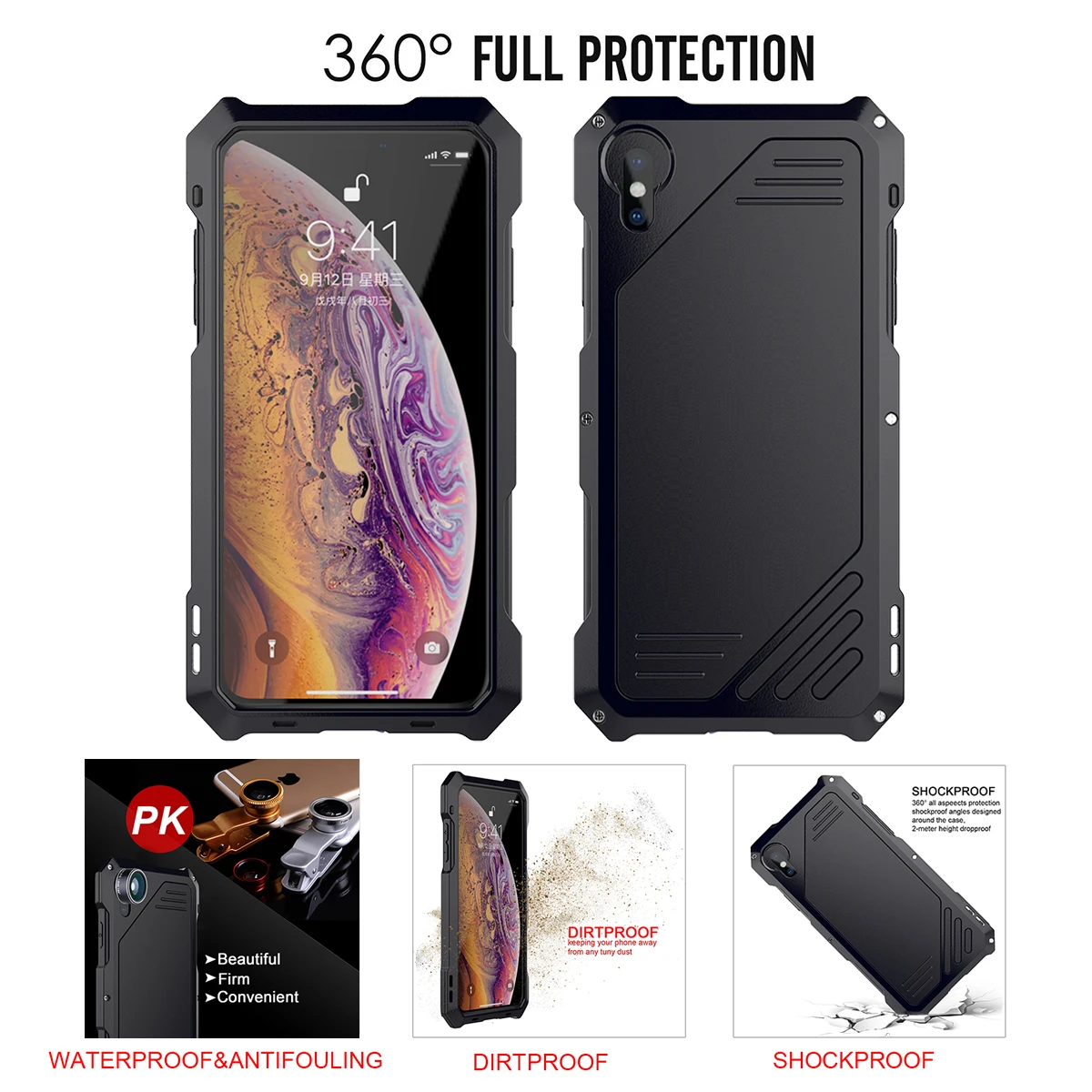 3 in 1 Lens Phone Cases For Samsung S9 S8 Plus iPhone XS Max XR X 8 7 6 6S Shockproof Macro Wide-angle Fisheye Lenses Case | Мобильные