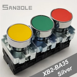 22mm Self-Reset Push Button Switch XB2-BA35C ZB2-BA45C Flat Momentary electric screws Red/Yellow/Green 1NO 1NC