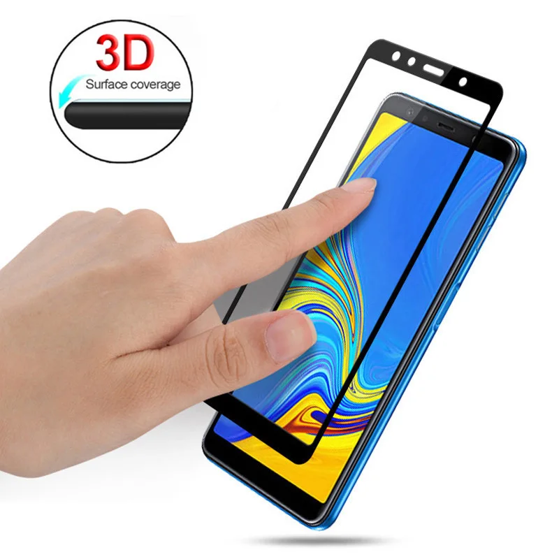 Защитное закаленное стекло с полным покрытием для Samsung Galaxy A6 A7 2018 A750 A730F защитная