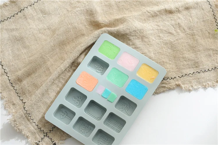 

14 Grid Cartoon Mahjong Square 3D Shape Non-Stick Silicone Cake Mold for Baking DIY Jelly Muffin Mousse Ice Tray Chocolate Tools