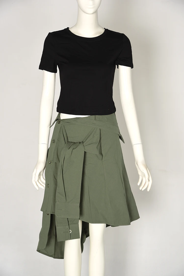 

Asymmetrical Sleeves Decolation Personality Skirt And Short T-shirt Slash Neck Off shoulder Ensemble Femme High Qualtiy Summer