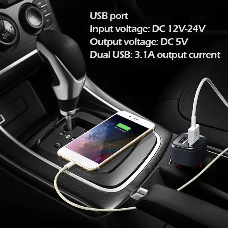 Многофункциональное 2 в 1 двойное USB зарядное устройство + прикуриватель
