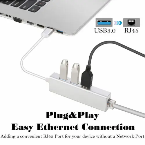 Концентратор USB 3 0 с портами и адаптером RJ45 Gigabit Ethernet 1000 Мбит/с для ПК MAC |