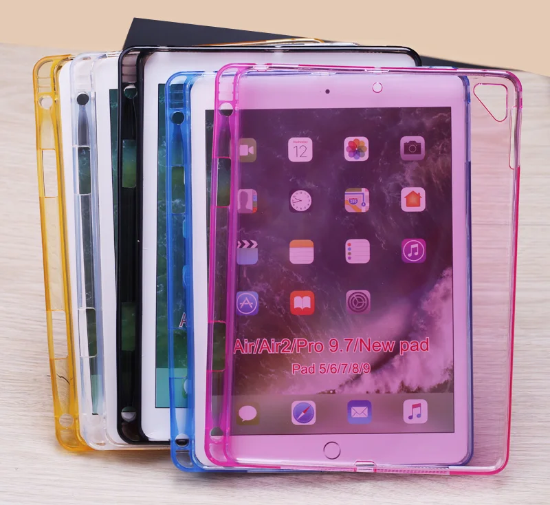 Силиконовый чехол для iPad 5 6 7 8 9 Air Air2 задняя крышка с карандашом прозрачный TPU Pro