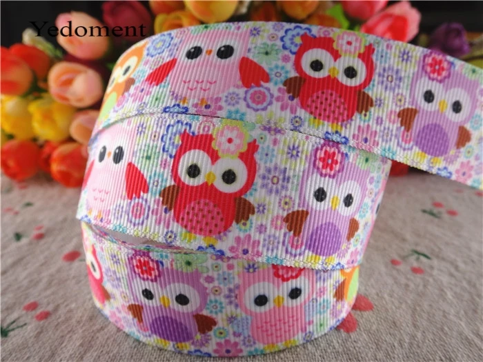 Лента для волос с принтом совы объемная лента 10 размеров 15110142 дюйма (25 мм)|grosgrain