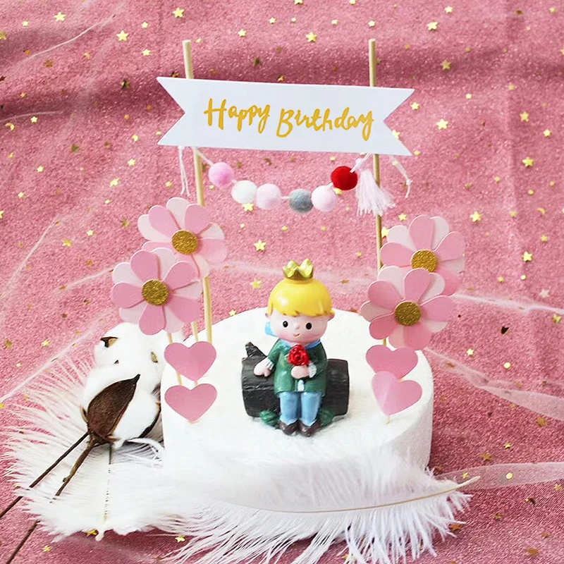 Декоративные карты 1 шт выпечки торт волосы мяч happybirthday день рождения цветок флаг