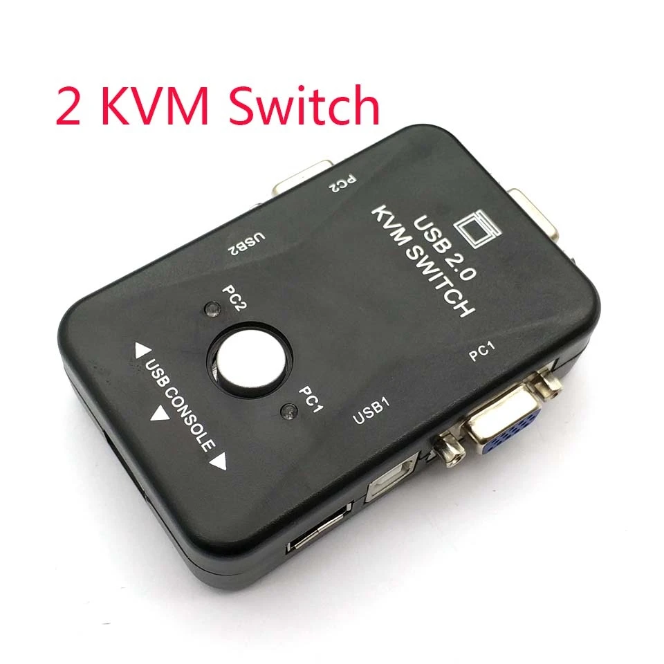 KVM-переключатель, 2 порта VGA переключатель SVGA Box USB 2,0, клавиатура с мышью 1920*1440