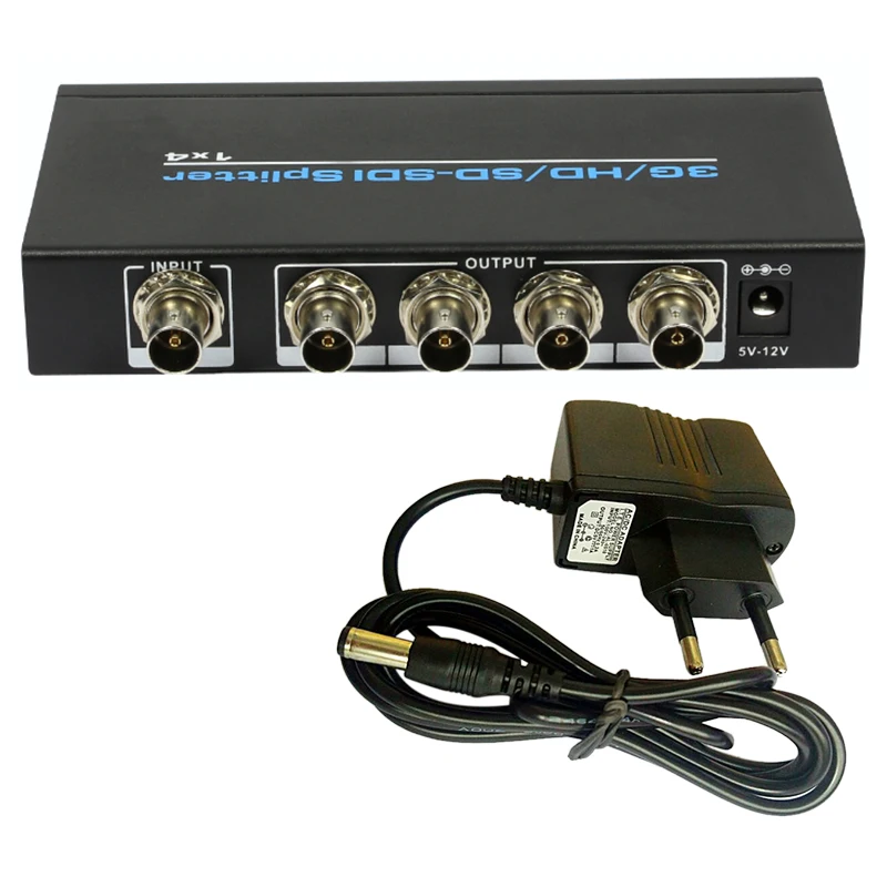 SDI один-четыре. Разветвитель один в и четыре выхода SD/HD/3g 1x4 разветвитель EU Plug |