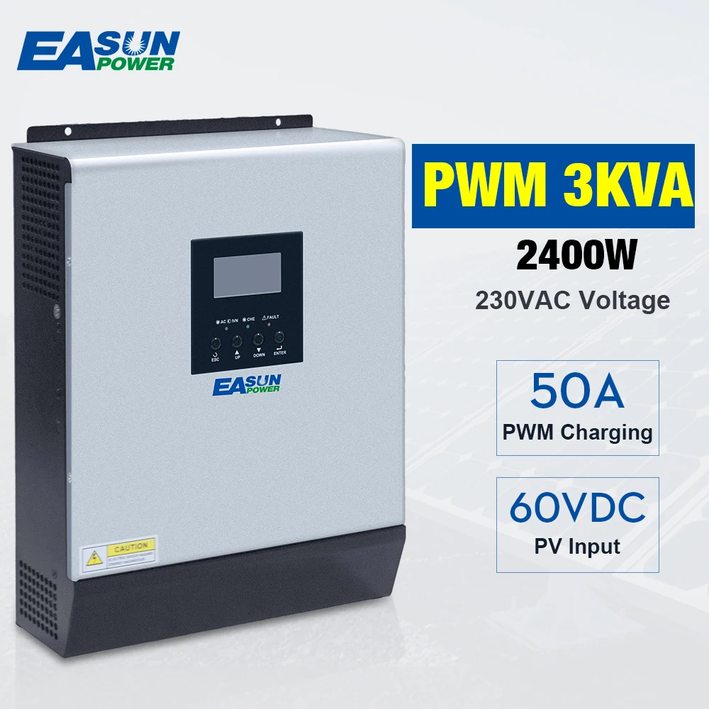 3000VA 2400 Вт Чистый синусоидальный Гибридный солнечный инвертор 24VDC вход 220VAC выход