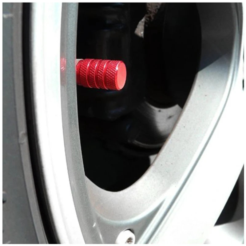 5 Pcs Red Aluminum Alloy Bicycle Valve Caps valve Closures Theftproof Car/Bike Tire Air Wheel Round | Спорт и развлечения