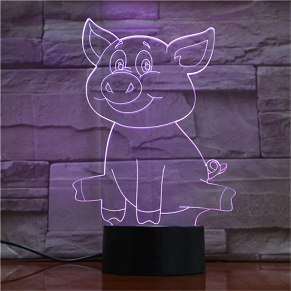 Pig Cute 3D LED Lamp Table USB Sensor Night Lights Sculpture Fashion Decorations as Bedroom Sleeping Decor 1769 | Лампы и освещение