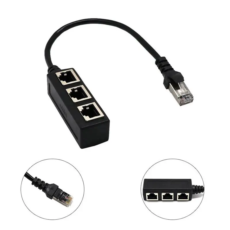 RJ45 Сплиттер Адаптер 1 папа к 3 гнездовым портам разъем адаптера интерфейс Ethernet