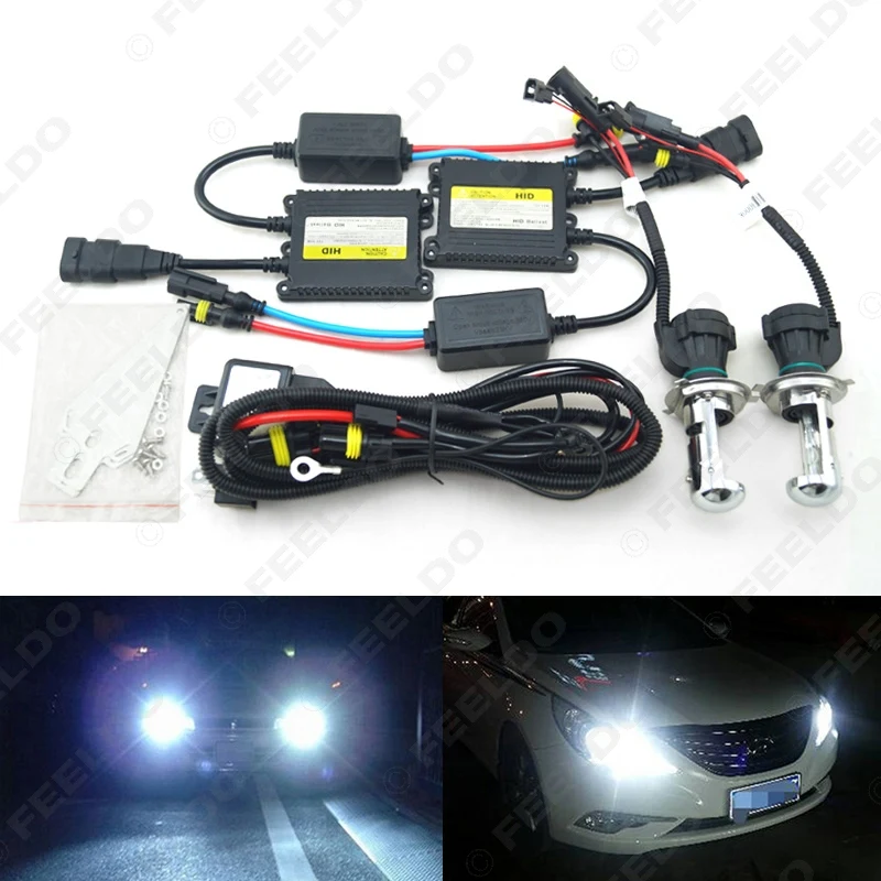 FEELDO 1 комплект 35 Вт Автомобильная фара переменный ток H4 HID ксеноновая лампа Hi/Lo Луч
