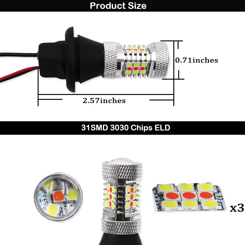 2шт 31 SMD белый/красный двойной цвет 7440 T20 992A светодиодный Сменные лампы для