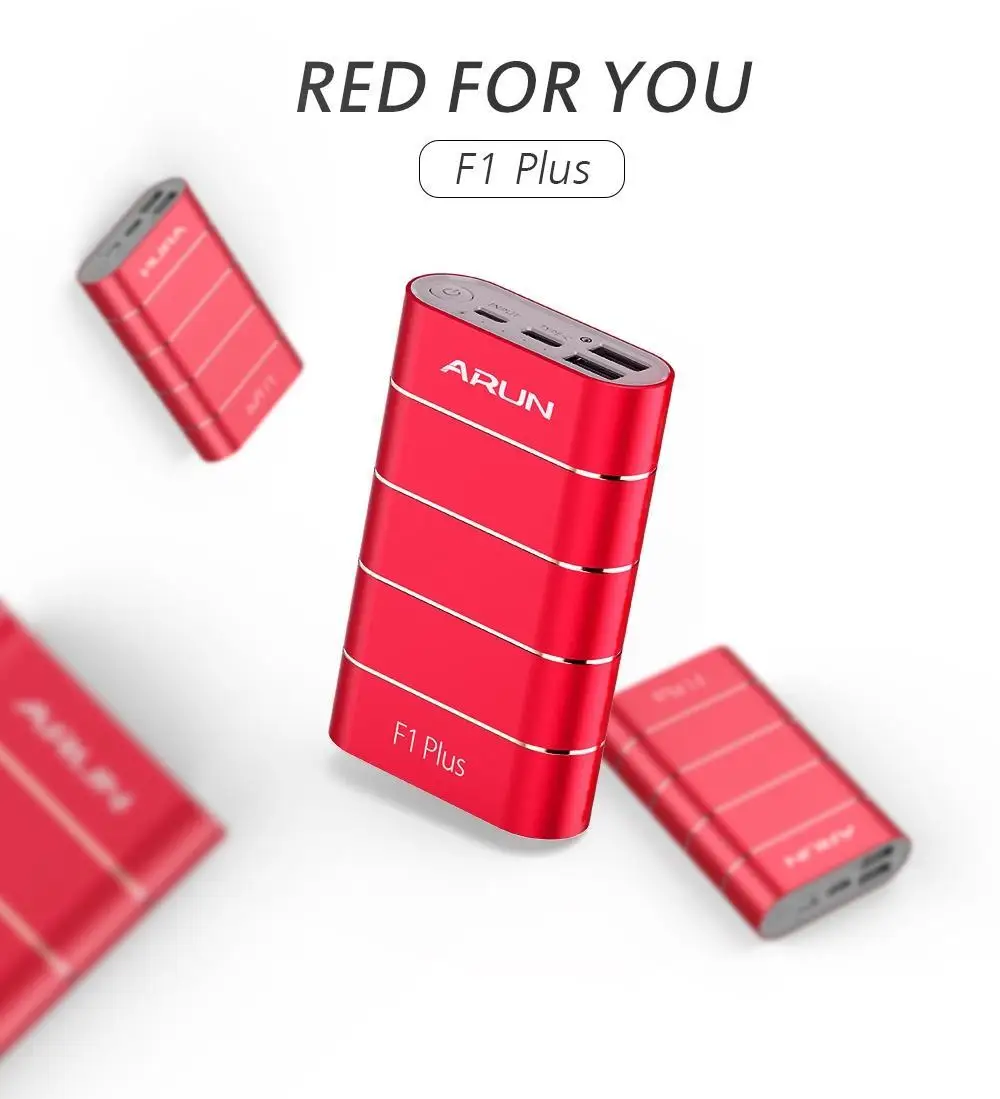 ARUN 10000 mAh power Bank QC 3 0 type c Быстрая зарядка внешняя 18650 аккумуляторное зарядное