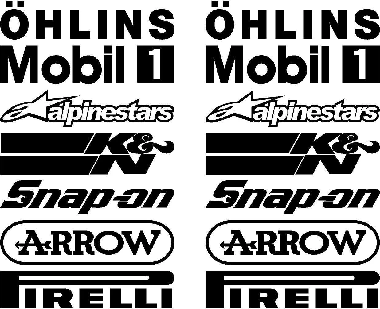 Moto stickers 14pcs Belly Pan sticker Fairing Sponsor Logos In Other Colours Available 20cm Each |