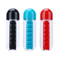 600ml sport water bottle with 7 grids daily pill box holder medicine organizer outdoors drinking bottles holder 2 in 1 useful