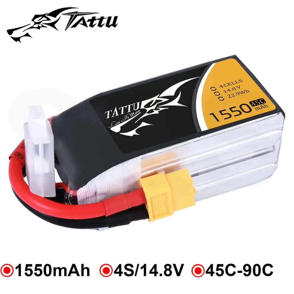 Литий полимерный аккумулятор Tattu 1550mAh Lipo 14 8 V XT60 Plug 45C Max 90C RC battery для FPV Drone Quadcopter Car