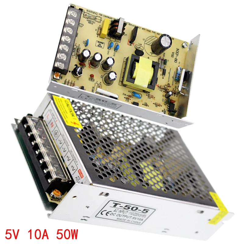 Dc 5 V 10A 50W источник питания адаптер Трансформатор 110V 220V AC к DC Led трафо драйвер для