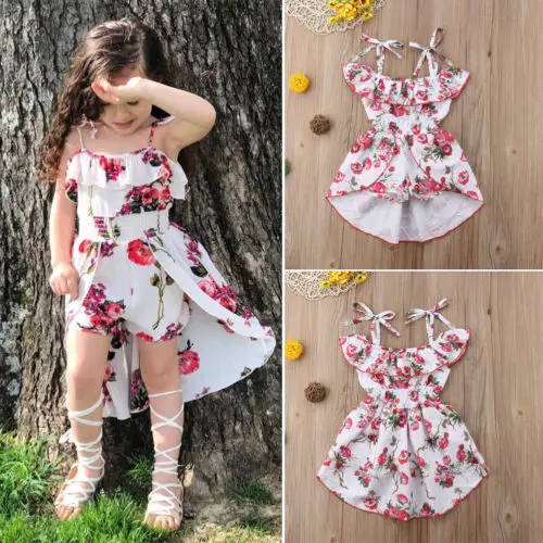 2019 New Princess Floral Dress Toddler Kid Baby Girl Off The Shoulder Romper Jumpsuit Playsuit Dresses Children Summer Sundress | Детская