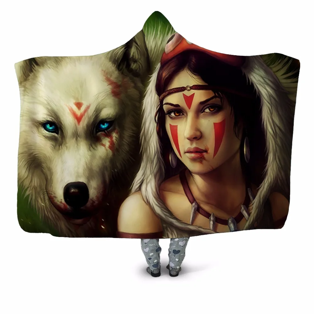 Принцесса Mononoke 3d печать одеяло с капюшоном диван квилт для софы покрытие