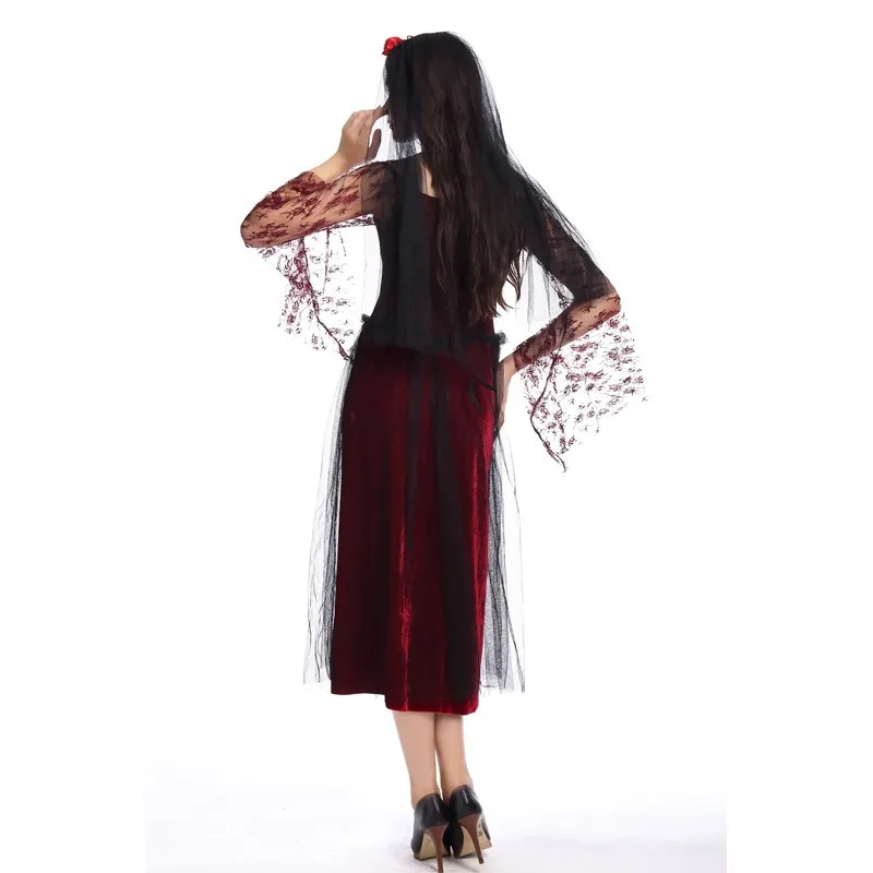 Sexy Woman Lace Dress Mexican Undead Festival Costume Halloween Party Ghost Bride Cosplay Uniform | Тематическая одежда и